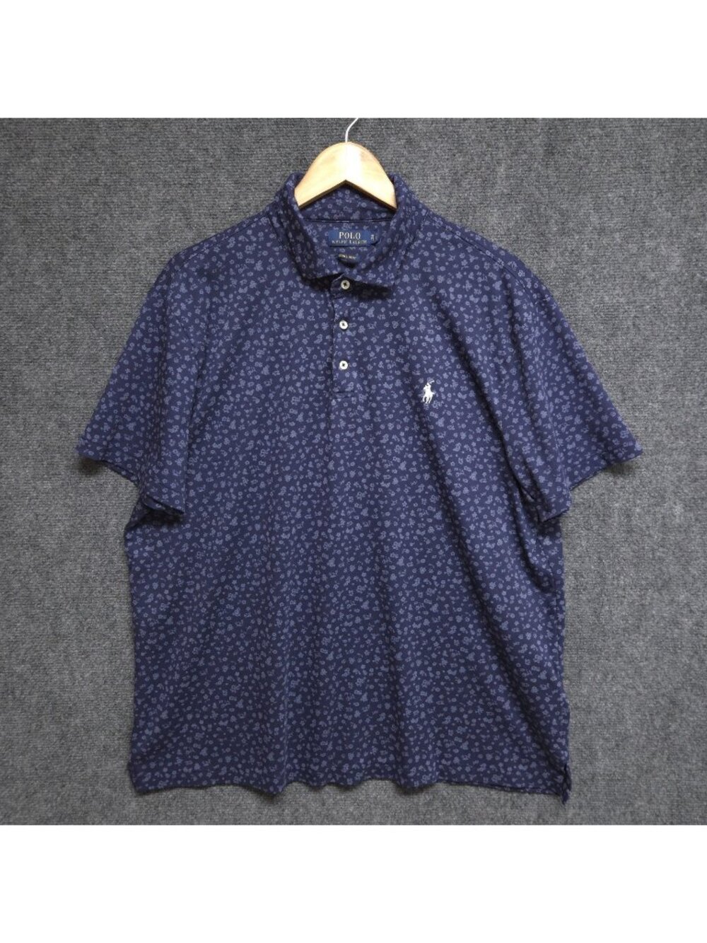 Polo Ralph Lauren Shirt Mens XL Blue Floral Polo Short Sleeve Custom Slim Fit